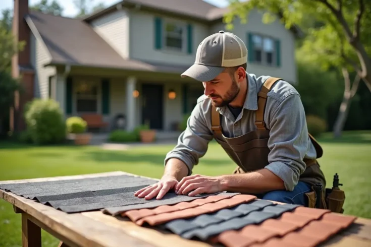 homeowner comparing roofing materials for durability performance and value